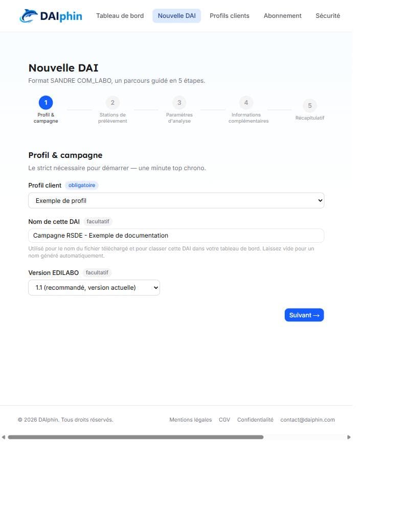 Étape 1 : Profil et campagne