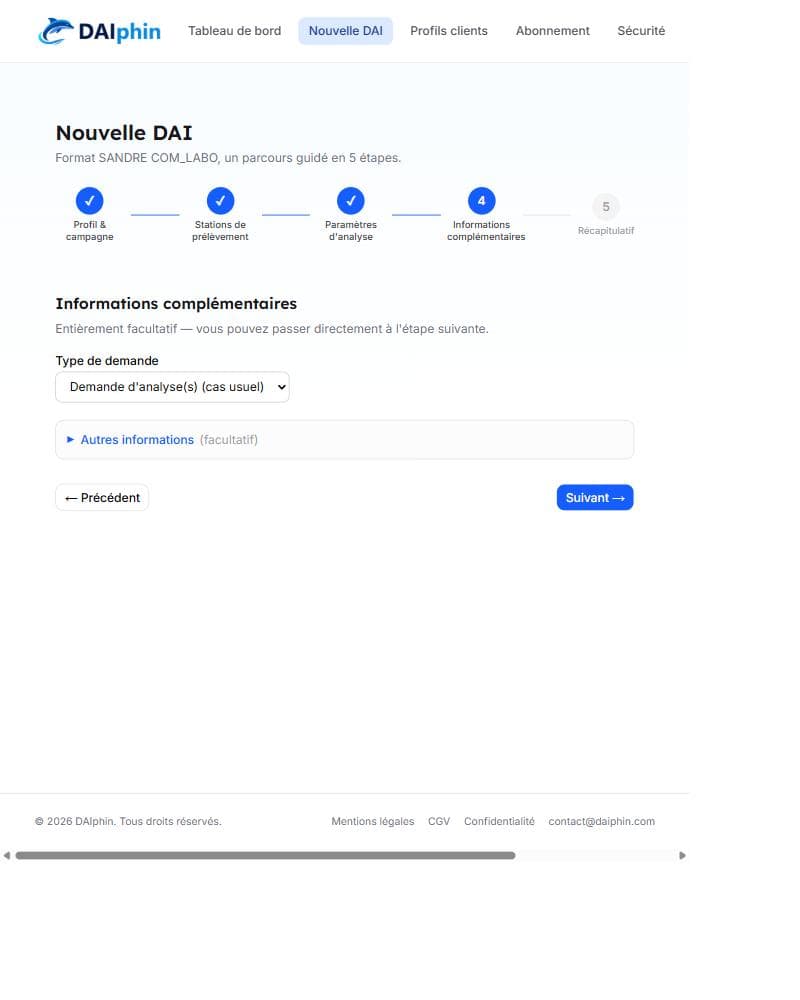 Étape 4 : Informations complémentaires