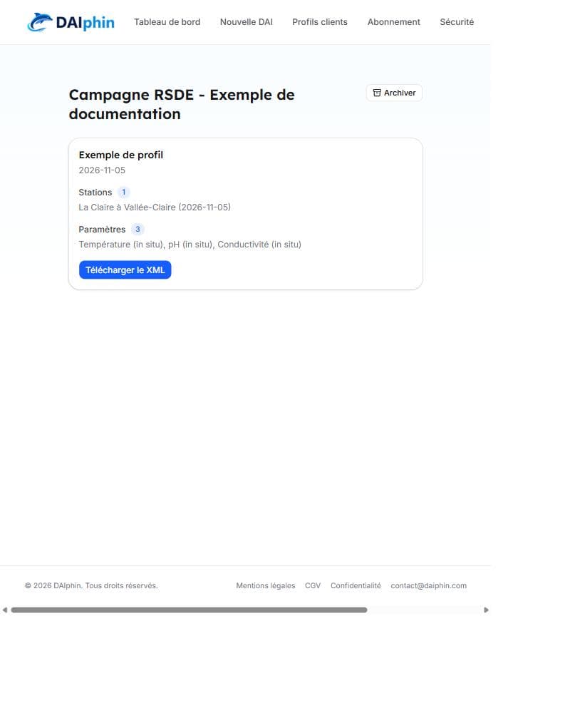 DAI débloquée avec le bouton Télécharger le XML